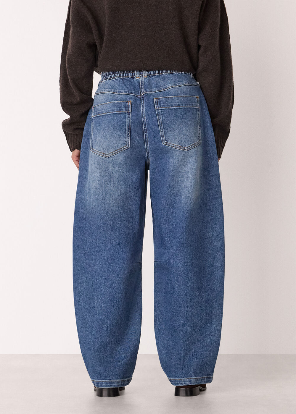 Petite Elasticated Waist Barrel Jean